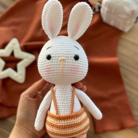 Resim Amigurumi Çizgili Tulumlu Tavşan 2 - Mavi 