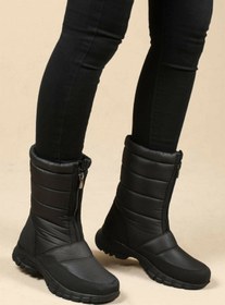 Resim Genel Markalar Kadın Siyah Kürklü Fermuarlı Kar Botu 