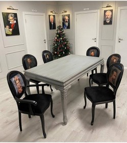 Resim Masifart Taxon Oymalı Yemek Masası Sandalye Takımı 