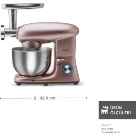 Resim Karaca Multichef Stand Mikser Rosegold 1900W 5,5 Lt (Kıyma Çekme /Sucuk-Sosis/İçli Köfte Aparatlı) 