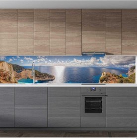 Resim Mutfak Tezgah Arası Folyo Fayans Kaplama Folyosu Yunanistan Deniz 