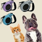 Resim 3m/5m (10ft/16ft) Ergonomik Saplı Geri Çekilebilir Köpek Tasması - Dış Mekan Yürüyüşleri için Dayanıklı Taşınabilir Otomatik Uzayan & Kısaltılabilen Tasma, 3 Renk (Mavi, Mor, Siyah) - Şehir ve Köy Kullanımı İçin İdeal 