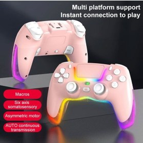 Resim MEGAMUS P07 kablosuz oyun PS4 IOS/Android/PC RGB Bluetooth konsolu Gamepad 