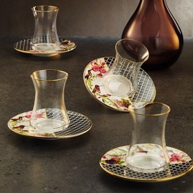 Resim Sandro Moreno 1453 Tropikal Gold 12 Parça 6 Kişilik Çay Seti 110 ml 