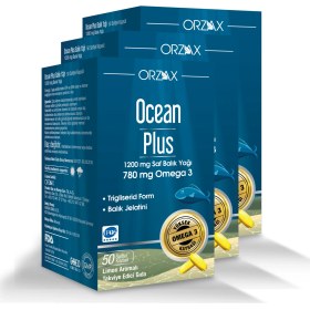 Resim Orzax Ocean Plus 1200 mg Balık Yağı 50 Kapsül (3 Kutu) Yüksek Omega 3 İçerikli Takviye Gıda 