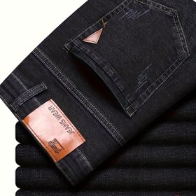 Resim Erkek Klasik Düz Bacaklı Kot Pantolon, Pamuk Karışımlı Kot, Günlük İş Stili, Düzenli Kesim, Tüm Mevsimler İçin Uygun, Bonus Pantolon ve Kot Aksesuarları ile Birlikte 