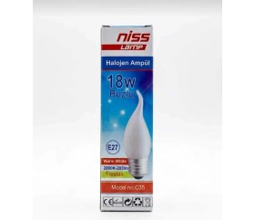 Resim Niss 2' Li 18W E27 Buzlu Halojen Kıvrık Mum Ampul 
