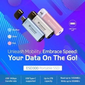 Resim Transcend ESD300 2tb Usb-C Harici SSD 1050MB/S iPhone 17/16/15 Pro, MacBook ve iPad Pro Için Ideal, Yüksek Hızlı Veri Yedekleme ve Aktarım TS2TESD300S 