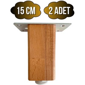 Resim Kale Ayarlı Ahşap Ayak Mobilya Masa Ve Dolap Ayağı Kayın Kayın/gürgen Ağacı 15cm 2 Adet Ahşap Rengi 