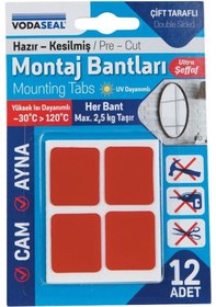 Resim Vodaseal Superfix Kesilmiş Çift Taraflı Akrilik Montaj Bantları - 12 Parça 