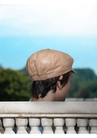 Resim Mebes Kasket Şapka Hakiki Deri Erkek Kadın Kullanımlı Krem Rengi Krem 