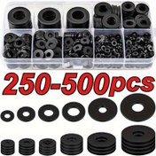 Resim 250-500 Adet Siyah Nylon Düz Pul Seti, Metrik Conta ve Ara Parça Halkaları, Boyutlar - M2-M12 