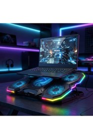 Resim Rampage Ad-rc14 X-ranger Rgb 5fan Yükseklik Ayarlı Telefon Tutucu 9-17" Notebook Soğutucu Laptop Soğutucu 