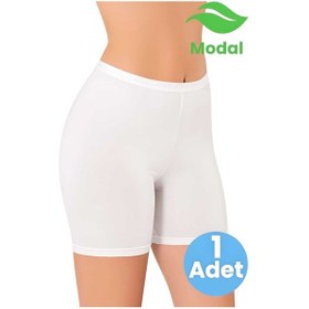 Resim Tezzgelsin Kadın Modal Kumaş Jakarlı Kısa Tayt Şort Beyaz 