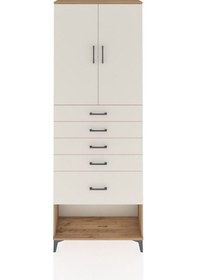 Resim Arges Dolap 2 Raflı 5 Çekmeceli 2 Kapaklı 88x30x243 Çam-aytaşı Atlas Çam 