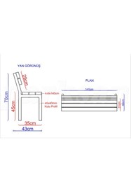 Resim PARKSAN AHŞAP Metal Ayak Bank 140(l)x30(w)x70(h) 