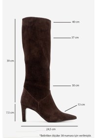 Resim Luvishoes Merla Kahverengi Süet Hakiki Deri Kadın Topuklu Çizme Kahverengi 