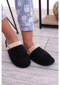 Resim Wordex U050 Unisex Kışlık Ev İçi Terliği Kürklü Yünlü Terlik Siyah 