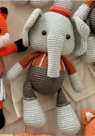 Resim Quezzquality Amigurumi El Örgüsü Oyuncak Fil 