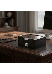 Resim Cigarloong Camlı Puro Kutusu Humidor Metal Siyah 40's 