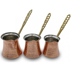 Resim Antepsepeti Bakır Kahve Cezvesi 3'lü Set 