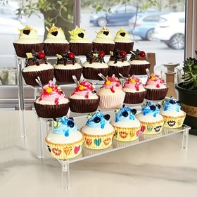 Resim Çok Yönlü 4 Katlı Akrilik Sergi Standı - Parfüm, Cupcake & Sanat Malzemeleri İçin Mükemmel | Ev Dekoru İçin Şeffaf Tasarım 