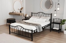 Resim Argimo Bella Çift Kişilik Ferforje Metal Karyola - 140x190 / Siyah 