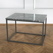 Resim Evka Potrica Yan Sehpa - Metal Siyah Ayak Siyah Mermer Tabla 