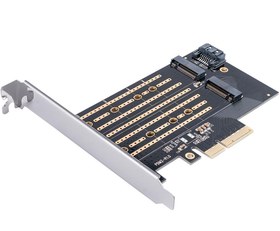 Resim Orico PCI-E 3.0 x4 M.2 NVME ve NGFF SSD Çift Slot Dönüştürücü Adaptör Kartı Siyah 