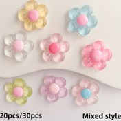Resim 20/30 adet Şeffaf Çiçek Reçine Boncuk - 2,08 cm DIY El Sanatları Kolyeler Takı, Moda Aksesuarları, Anahtarlık ve Ev Dekoru için - Pastel Pembe, Mavi, Yeşil, Sarı, Beyaz ve Daha Fazlası, Reçine Boncuklar 