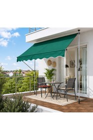 Resim stratecht Ayarlanabilir Teleskopik Balkon Tentesi Yeşil Teras Balkon Güneşlik Bahçe Teras Tentesi 300x130 