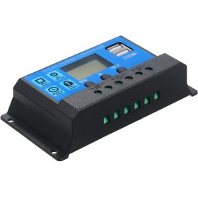 Resim Youmex 12v/24v Oto Uyarlanabilir 10a Güneş Kontrolörü, Akü Şarj Cihazı, 5v 2.5a Usb Çıkışı, Mavi 