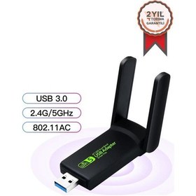 Resim Ac 1200 Mbps Dual Band Usb 3.0 Adaptör Kablosuz Wi-fi Alıcı 