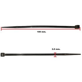 Resim Gt 100x25pckı Plastik Cırt Kelepçe 10 Cm X 2.5 Mm Siyah Kablo Bağı 1000 Adet 
