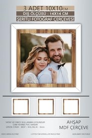 Resim yhfoto 3 Adet 10x10 Çerçeve Beyaz Ahşap Şeritli Fotoğraf Mdf Çerçeve Kare Çerçeve Çok Renkli 10 x 10 