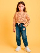 Resim Karikids Kız Çocuk İçin Mavi Lastik Bel Jogger Kot Pantolon 316075982 Mavi 