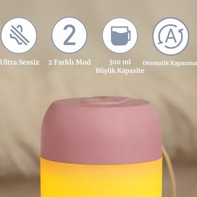 Resim HYPENS Gece Lambalı LED Hava - Oda- Araç Nemlendirici Buhar Makinesi Sessiz Aroma Difüzör Çok Fonksiyonlu 