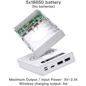 Resim Beyaz Cx5 Taşınabilir Güç Kaynağı Kılıfı Ayrılabilir Dıy 5x18650 Şarj Cihazı Kılıfı Hız Şarj Güç Bankası Kutusu Powerbank 57781 