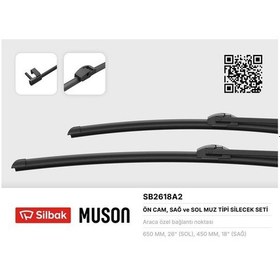 Resim Sılbak Sb2618a2 - Silecek Süpürgesi 650/450mm Muz Tipi Bmw 5 Ser 