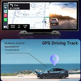 Resim Çeşithane 10.26” CarPlay Dashcam – 4K WiFi & GPS Destekli Çift Lens Araç Kamerası, Ön + Arka 4K Dash Kamera, Dokunmatik Ekranlı Araç DVR, Park Monitörü 