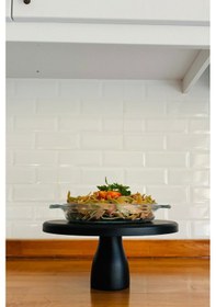 Resim Justwood Siyah5li 2 Katlı Kek Standı, 25 Cm Pastalık, 25 Cm Risus, 17x25 Risus,25x25 Piramit Ahşap Çeyiz Seti Siyah 