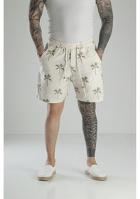 Resim Palmiye Desenli Keten Şort Coc1473 Desenli 