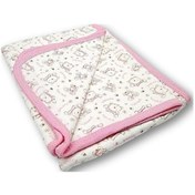 Resim Vavbaby Ayıcık Desenli Bebek Tek Kat Kapitone Battaniye Kundak 80x90 Cm Pembe 