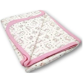 Resim Vavbaby Ayıcık Desenli Bebek Tek Kat Kapitone Battaniye Kundak 80x90 Cm Pembe 