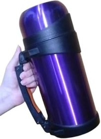 Resim 1.2 L Taşınabilir Çelik Termos 12 saat koruma Katlanır Sap Geniş Ağız Yemek İçecek Çay Kahve Termosu 