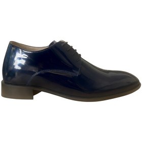 Resim Alfa %100 Deri Damatlık Erkek Ayakkabı 7 Cm Gizli Topuklu Boy Uzatan Mat/rugan Lacivert Rugan 