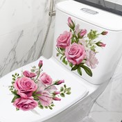 Resim 2 Adet Pembe Gül Desenli Kendinden Yapışkanlı Duvar Çıkartmaları, Romantik Yatak Odası ve Banyo Dekoru, Su Geçirmez PVC Stickerlar, 28.91x30.0 cm, Sanatsal Ev Estetik Geliştirmeleri, Romantik Ev Aksesuarları|Kaprisli Tasarım|Kendinden Yapışkanlı Dekor, Banyo Duvar Dekoru 