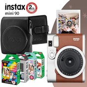 Resim Instax Neo 90 Classic Kahverengi Fotoğraf Makinesi ve Mega Hediye Seti Instax