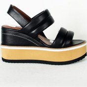 Resim Elisse Shoes Dolgu Topuklu Hakiki Deri Sandalet 