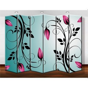 Resim Dekobul Tomurcuklar 6 Kanat Tekerlekli Kanvas Paravan 